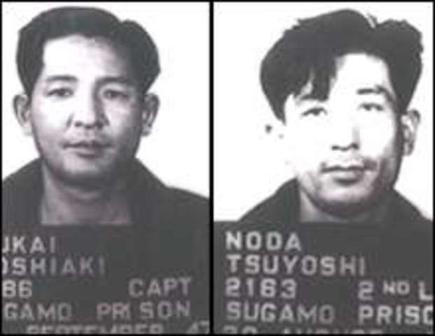 Las fichas de Noda y Mukai como prisioneros en el tribunal de Nanking