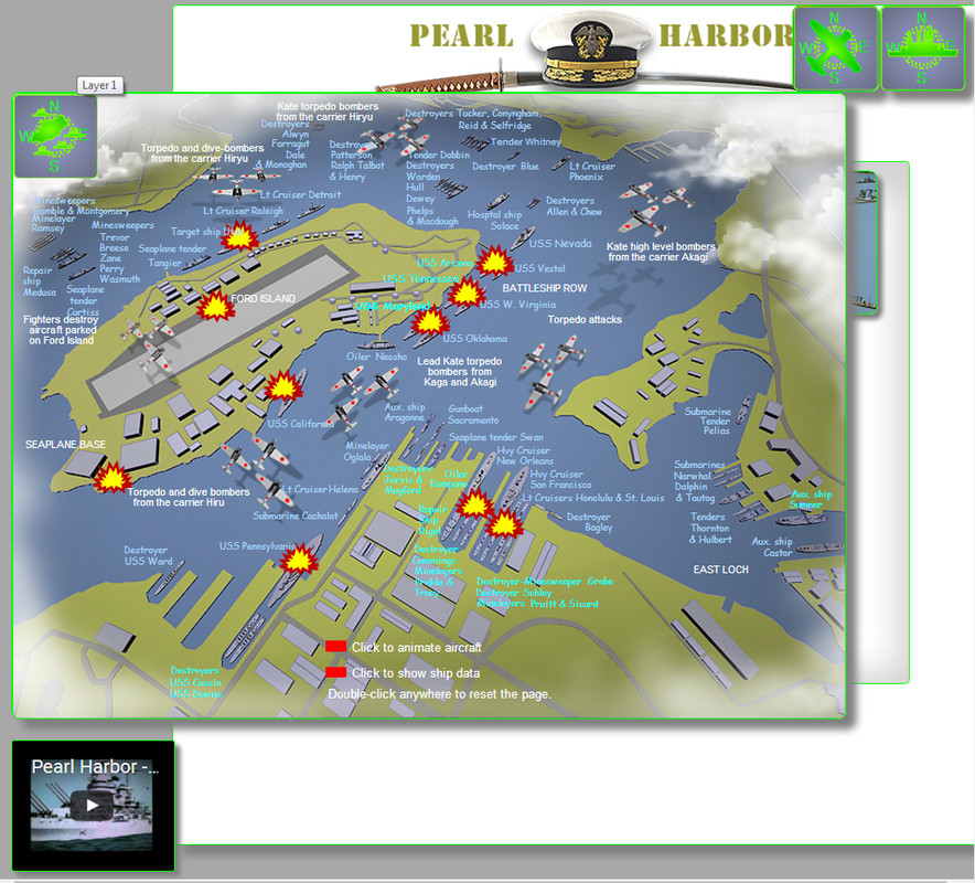 Download SVG/Html5 Pearl Harbor Page with maps and vids